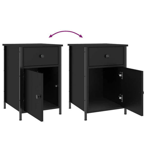 Bedside Cabinets 2 Pcs Black 40X42x60 Cm Engineered Wood Bedside Tables