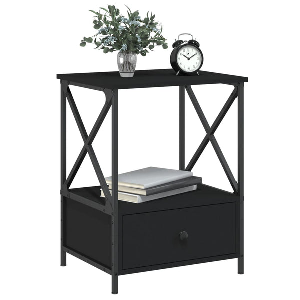 2 Pcs Black 50X41x65 Cm Engineered Wood Bedside Tables