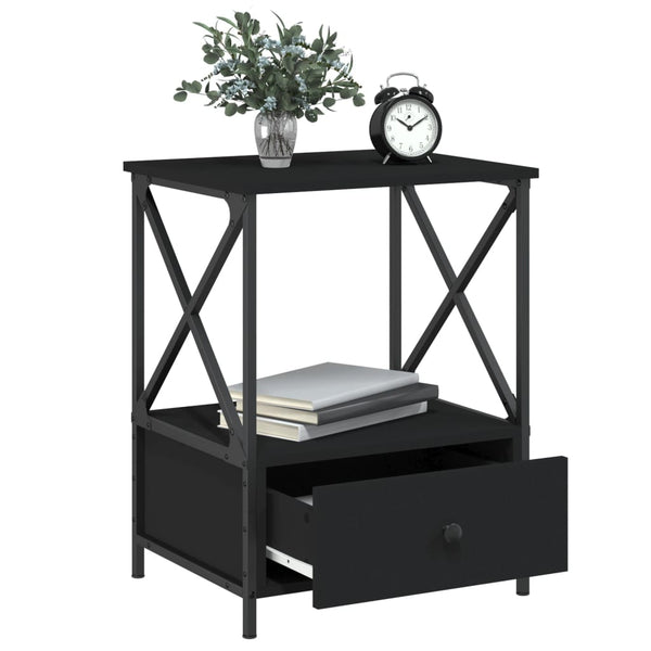 2 Pcs Black 50X41x65 Cm Engineered Wood Bedside Tables