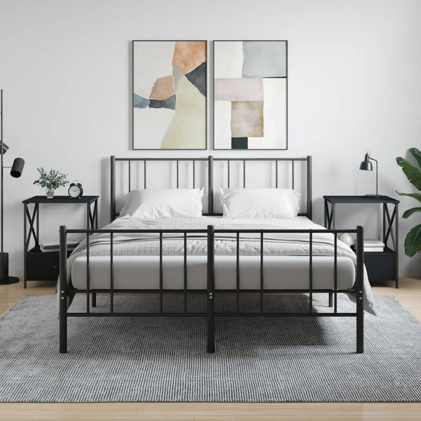 2 Pcs Black 50X41x65 Cm Engineered Wood Bedside Tables