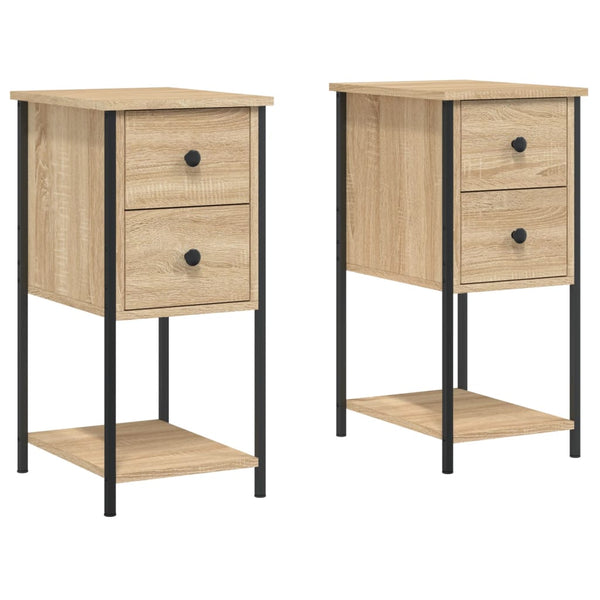 Vidaxl Bedside Cabinets 2 Pcs Sonoma Oak 32X42x70 Cm Engineered Wood Bedside Tables