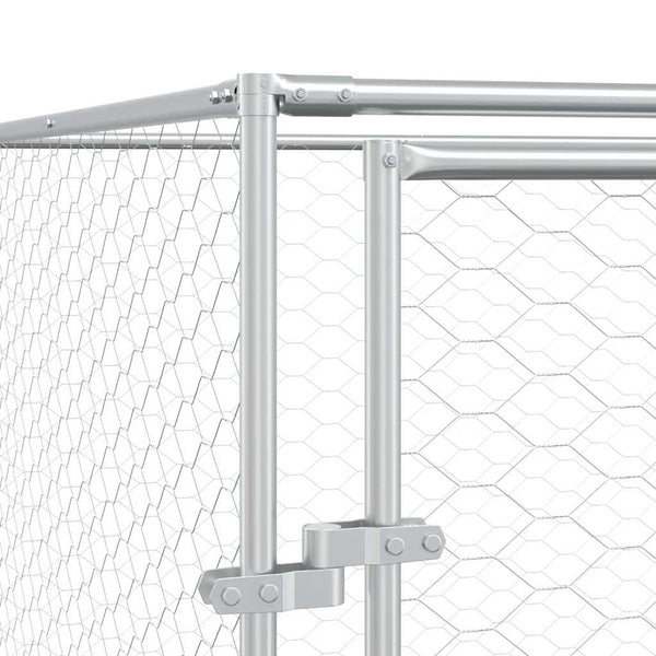 Vidaxl Outdoor Dog Kennel Silver 2X6x2 M Galvanised Steel Dog Kennels