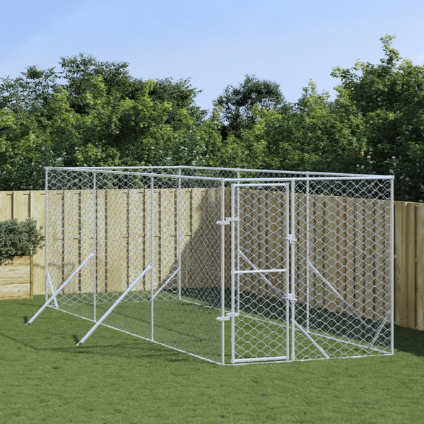 Dog Kennels Outdoor Dog Kennel Silver 2X6x2 M Galvanised Steel