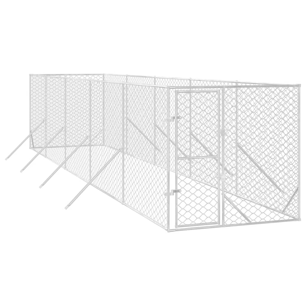 Outdoor Dog Kennel Silver 2X10x2 M Galvanised Steel Dog Kennels