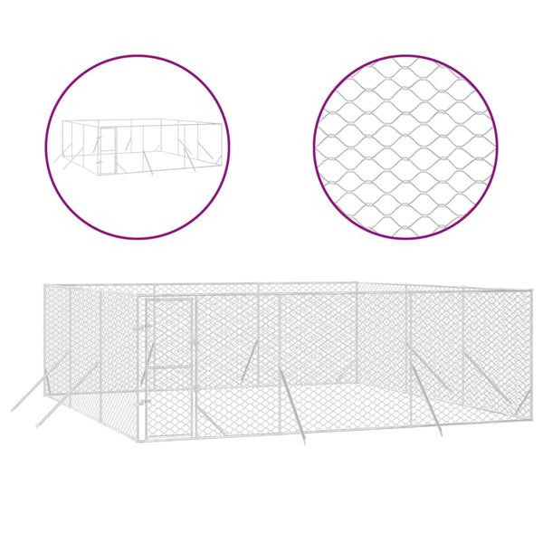 Dog Kennels Outdoor Dog Kennel Silver 6X6x2 M Galvanised Steel
