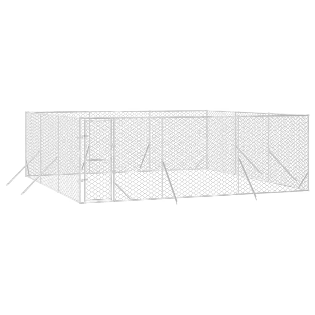 Outdoor Dog Kennel Silver 6X6x2 M Galvanised Steel Dog Kennels