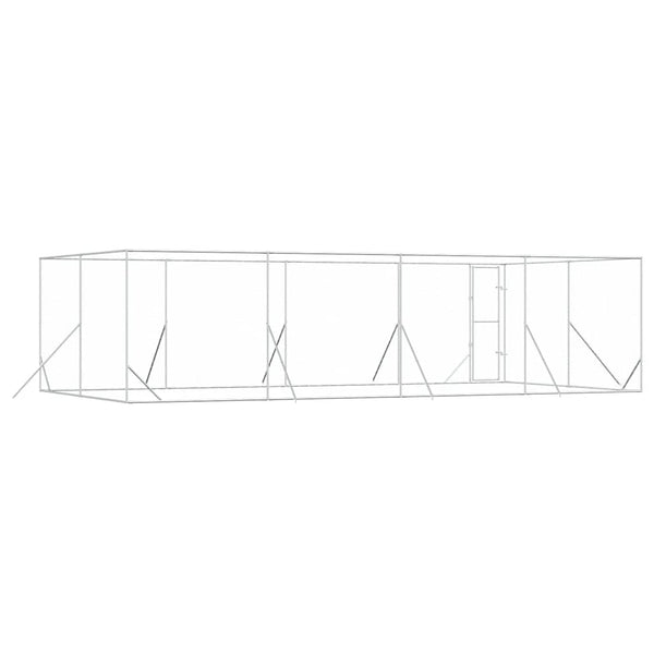 Vidaxl Outdoor Dog Kennel Silver 8X4x2 M Galvanised Steel Dog Kennels