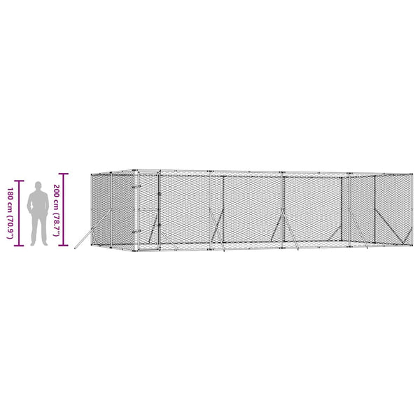 Vidaxl Outdoor Dog Kennel Silver 8X4x2 M Galvanised Steel Dog Kennels