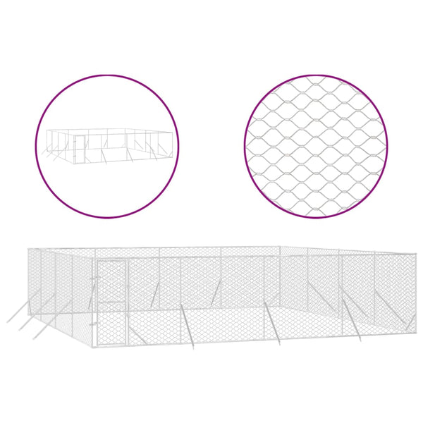 Dog Kennels Outdoor Dog Kennel Silver 8X8x2 M Galvanised Steel