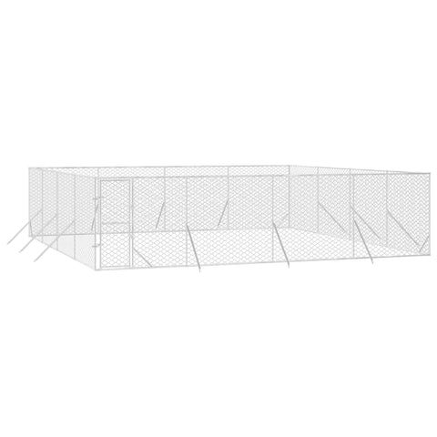 Outdoor Dog Kennel Silver 8X8x2 M Galvanised Steel Dog Kennels