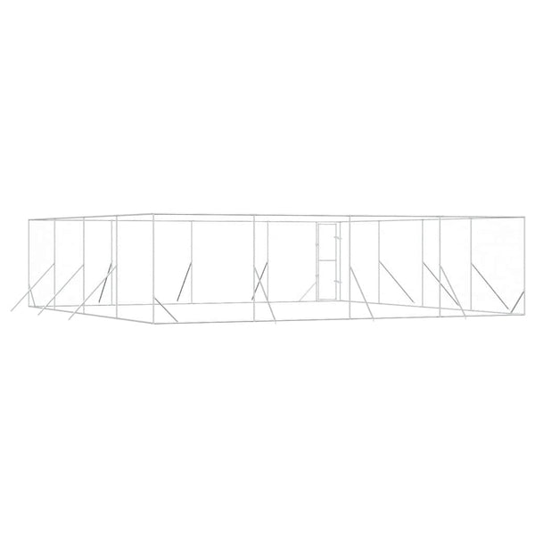 Galvanised Steel Outdoor Dog Kennel 8X8x2 M Silver Dog Kennels