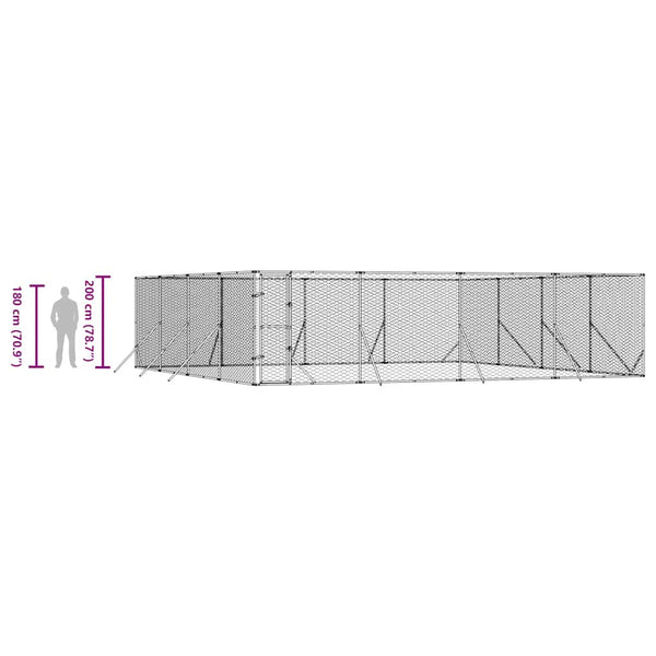 Galvanised Steel Outdoor Dog Kennel 8X8x2 M Silver Dog Kennels
