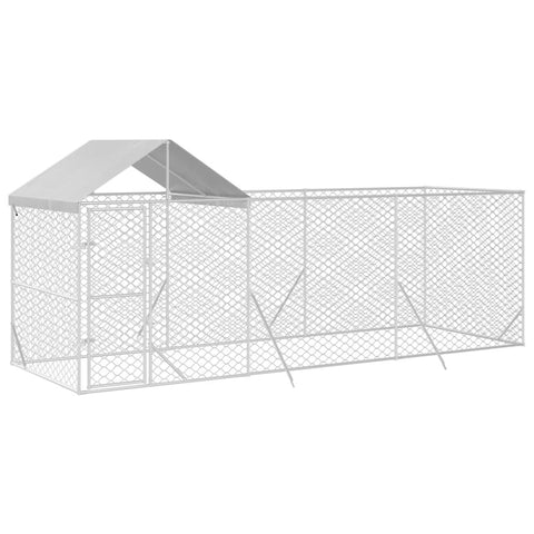 Dog Kennels Outdoor Dog Kennel With Roof Silver 6X2x2.5 M Galvanised Steel