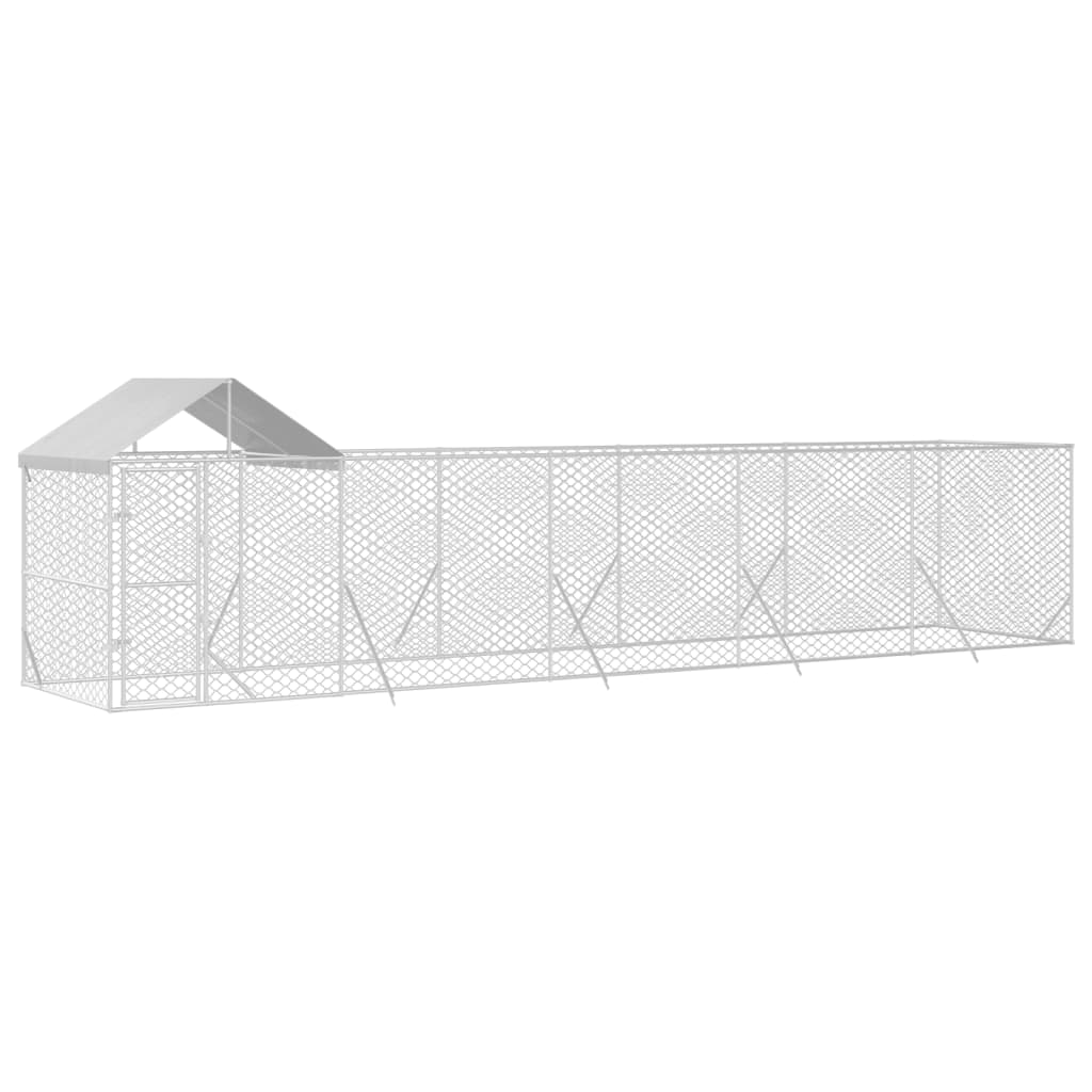 Outdoor Dog Kennel With Roof Silver 10X2x2.5 M Galvanised Steel Dog Kennels