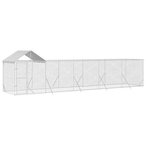 Outdoor Dog Kennel With Roof Silver 10X2x2.5 M Galvanised Steel Dog Kennels