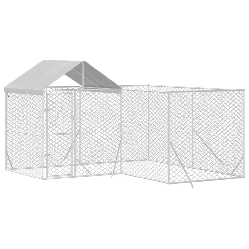 Dog Kennels Outdoor Dog Kennel With Roof Silver 4X4x2.5 M Galvanised Steel