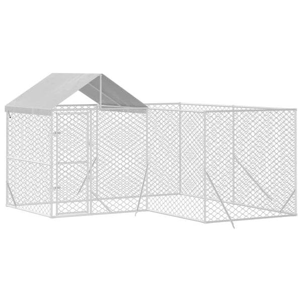 Dog Kennels Outdoor Dog Kennel With Roof Silver 4X4x2.5 M Galvanised Steel