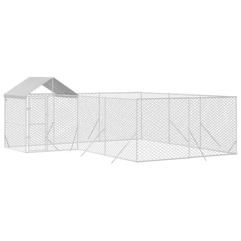 Outdoor Dog Kennel With Roof Silver 6X6x2.5 M Galvanised Steel Dog Kennels