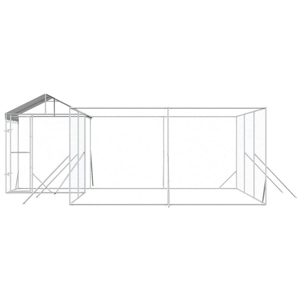 Galvanised Steel Outdoor Dog Kennel With Roof Silver 600X600x250cm Dog Kennels