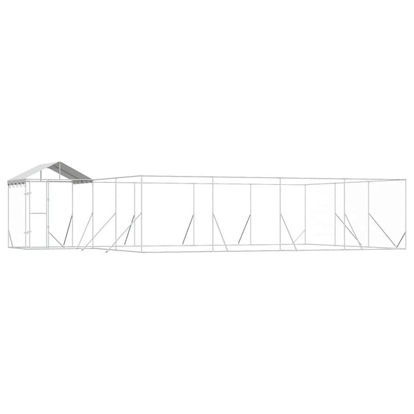 Vidaxl Outdoor Dog Kennel With Roof Silver 10X6x2.5 M Galvanised Steel Dog Kennels