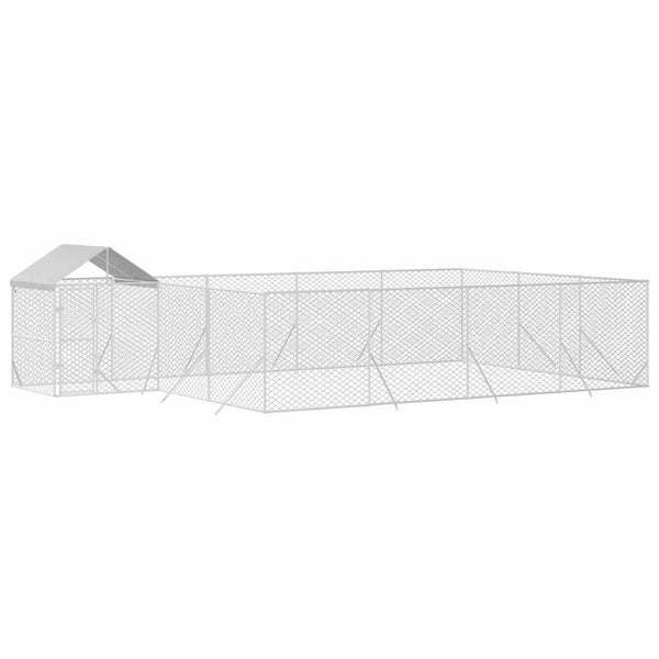 Vidaxl Outdoor Dog Kennel With Roof Silver 10X6x2.5 M Galvanised Steel Dog Kennels