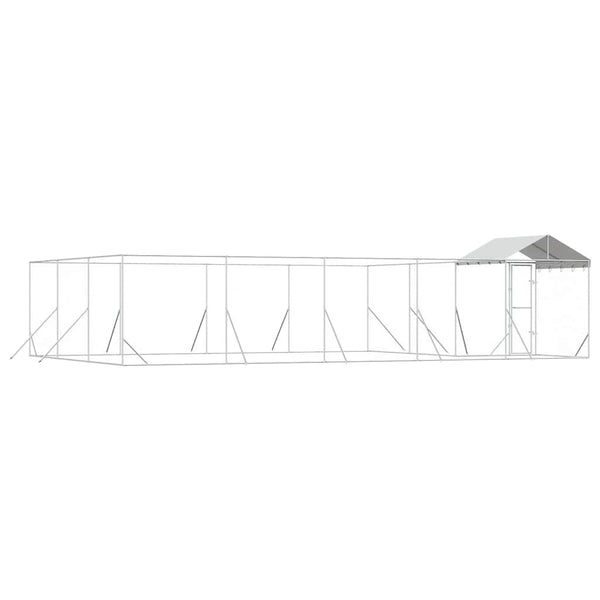 Vidaxl Outdoor Dog Kennel With Roof Silver 10X6x2.5 M Galvanised Steel Dog Kennels