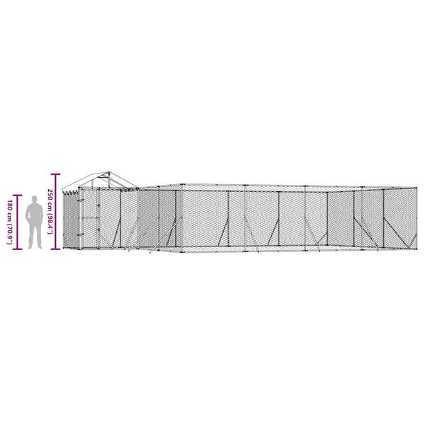 Vidaxl Outdoor Dog Kennel With Roof Silver 10X6x2.5 M Galvanised Steel Dog Kennels