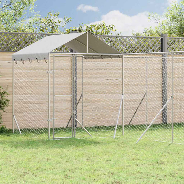 Vidaxl Outdoor Dog Kennel With Roof Silver 10X6x2.5 M Galvanised Steel Dog Kennels