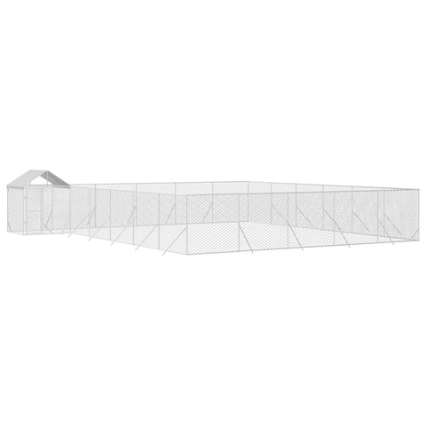 Dog Kennels Outdoor Dog Kennel With Roof Silver 12X12x2.5 M Galvanised Steel