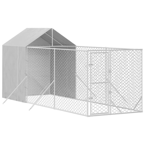 Outdoor Dog Kennel With Roof Silver 2X6x2.5 M Galvanised Steel Dog Kennels