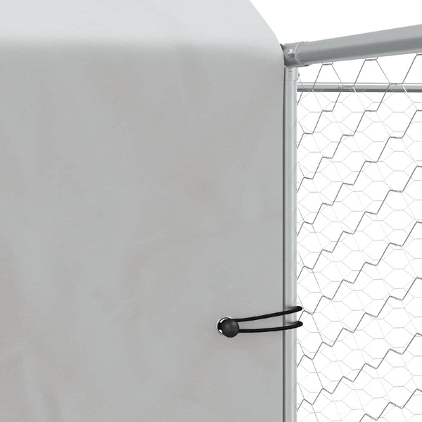 Vidaxl Outdoor Dog Kennel With Roof Silver 4X4x2.5 M Galvanised Steel Dog Kennels