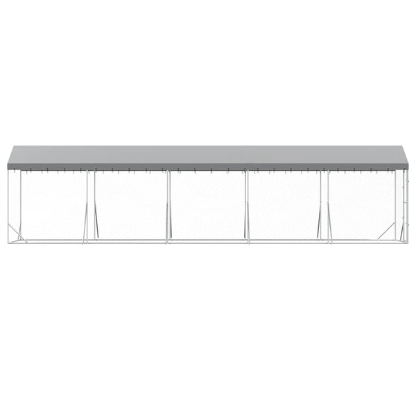 Vidaxl Outdoor Dog Kennel With Roof Silver 2X10x2.5 M Galvanised Steel Dog Kennels
