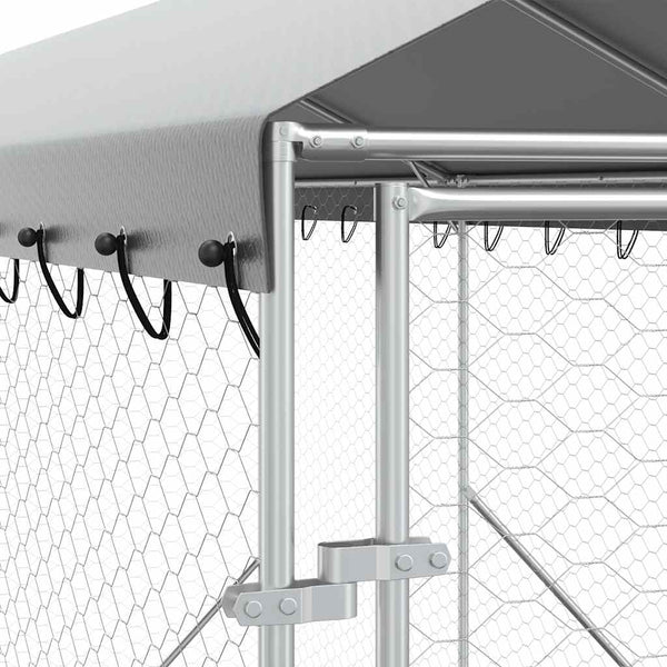 Vidaxl Outdoor Dog Kennel With Roof Silver 2X10x2.5 M Galvanised Steel Dog Kennels