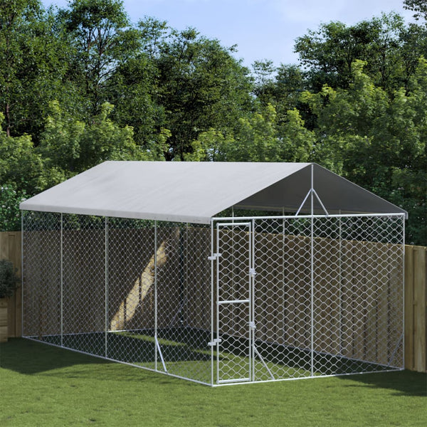 Dog Kennels Outdoor Dog Kennel With Roof Silver 3X6x2.5 M Galvanised Steel