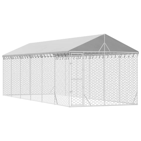 Dog Kennels Outdoor Dog Kennel With Roof Silver 3X9x2.5 M Galvanised Steel