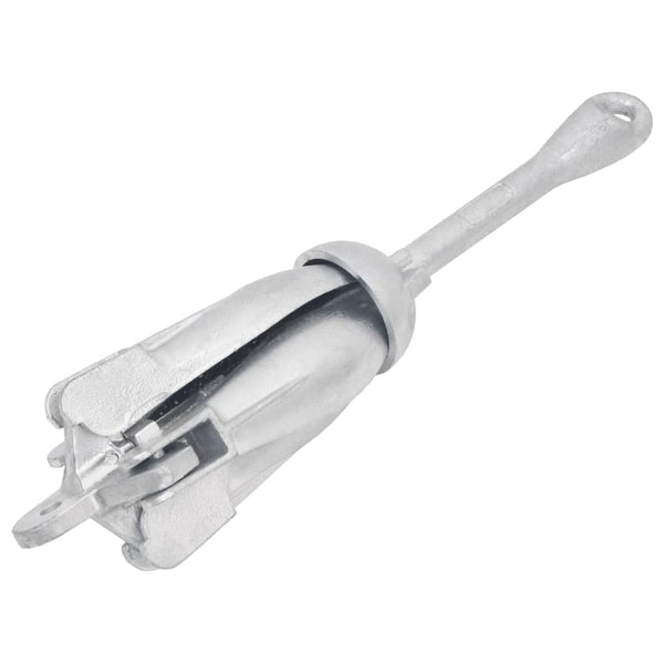 Vidaxl Folding Anchor With Rope Silver 2.5 Kg Malleable Iron Marine Rope