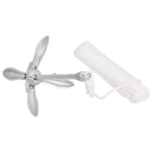 Folding Anchor With Rope Silver 3.2 Kg Malleable Iron Other Water Sports Equipment