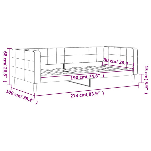 Vidaxl Day Bed Without Mattress Light Grey 90X190 Cm Velvet Sofas Armchairs & Couches