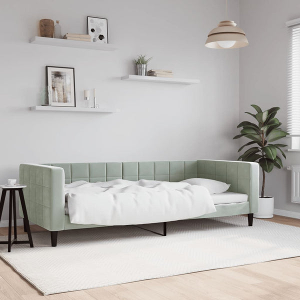 Vidaxl Day Bed Without Mattress Light Grey 90X190 Cm Velvet Sofas Armchairs & Couches