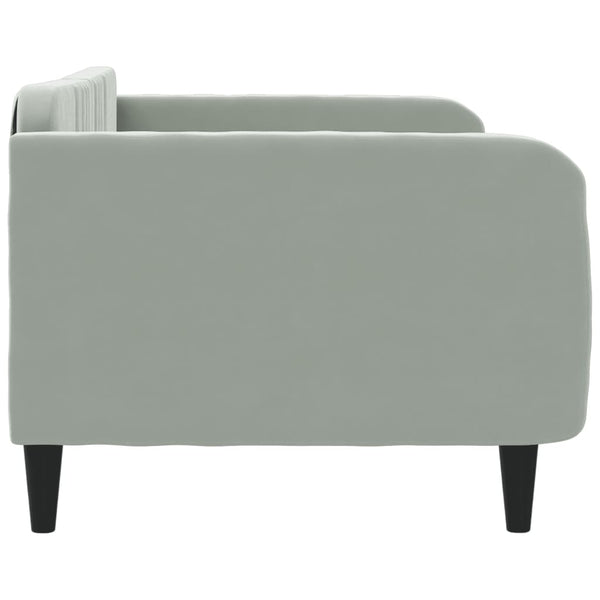 Day Bed Light Grey 92X187 Cm Single Size Velvet Single Bed Frames
