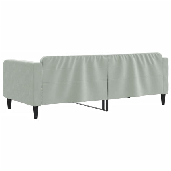Day Bed Light Grey 92X187 Cm Single Size Velvet Single Bed Frames