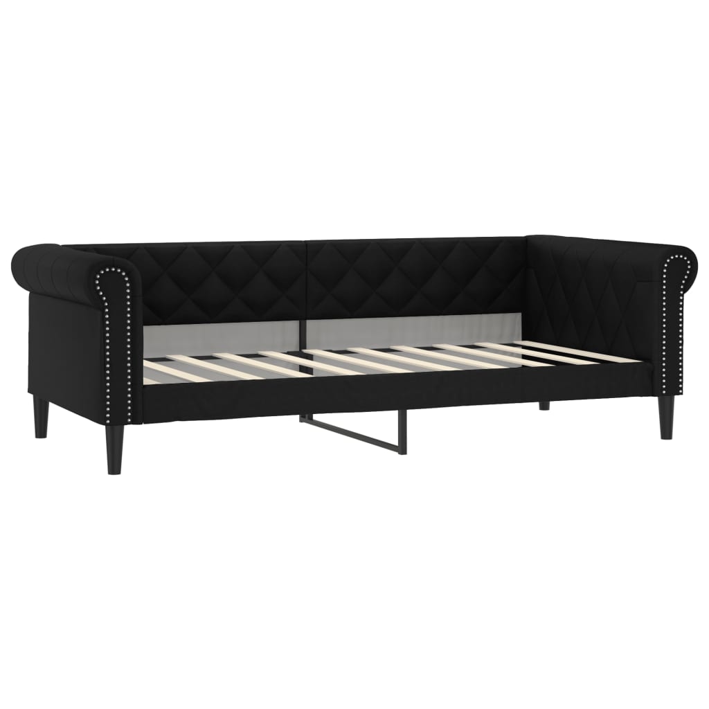Single Bed Frames Day Bed Black 92X187 Cm Single Size Faux Leather