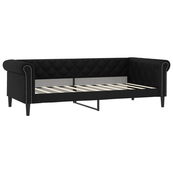Single Bed Frames Day Bed Black 92X187 Cm Single Size Faux Leather