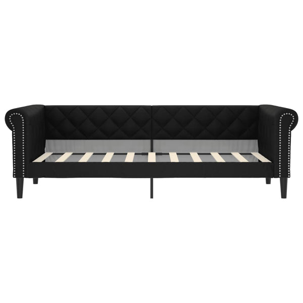 Day Bed Black 92X187 Cm Single Size Faux Leather Single Bed Frames
