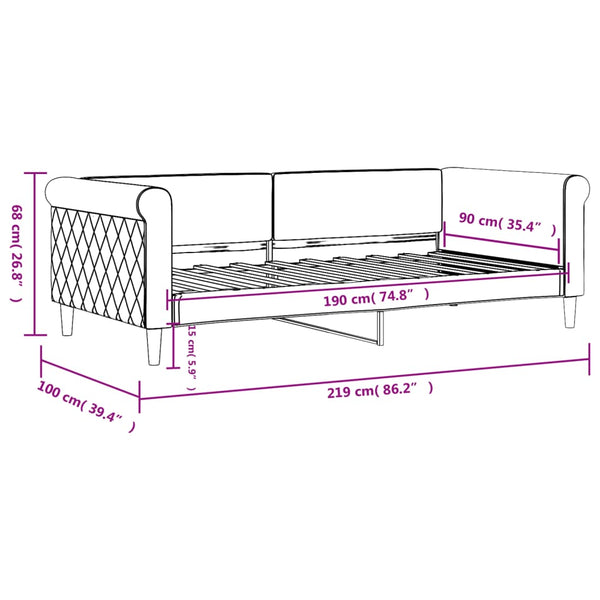 Vidaxl Day Bed Without Mattress Light Grey 90X190 Cm Velvet Sofa Beds