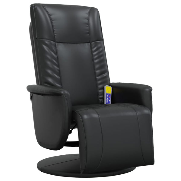 Massage Recliner Chair With Footrest Black Faux Leather Electric Massage Chairs
