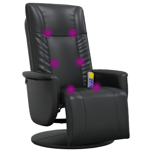 Massage Recliner Chair With Footrest Black Faux Leather Electric Massage Chairs