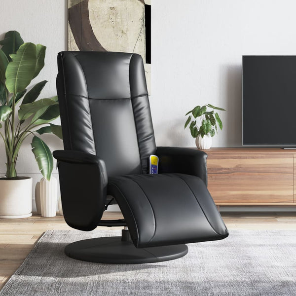 Massage Recliner Chair With Footrest Black Faux Leather Electric Massage Chairs