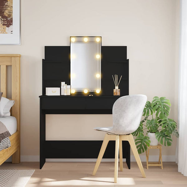 Vidaxl Dressing Table With Led Lights Black 96X40x142 Cm Dressing Tables