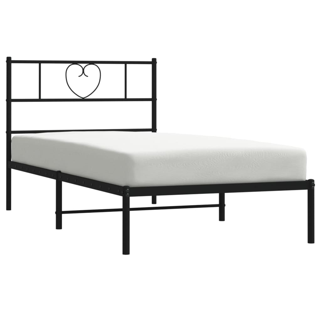 Metal Bed Frame With Headboard Black 107X203 Cm King Single Bed Frames
